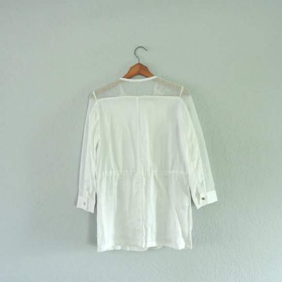 Lefranc Ferrant designer white zip front lightweight line blend jacket top M / L - Picture 3 of 8